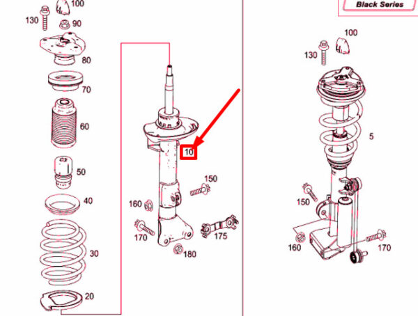 Mercedes-Benz C Coupe C204 Front Left Shock Absorber A2073231300 NEW ORIGINAL - Image 4