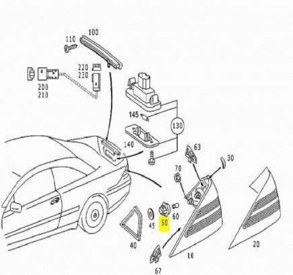 ORIGINAL OEM Mercedes W210 W215 W220 CL500 CL65 Pink Stop Bulb Socket - Image 4