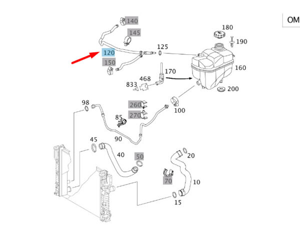 NEW MERCEDES-BENZ E W211 ENGINE TO EXPANSION TANK VENT TUBE A2115011625 ORIGINAL - Image 4