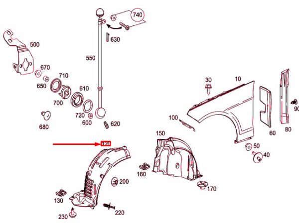 NEW MERCEDES-BENZ E W212 FRONT LEFT WHEEL HOUSING COVER A2126904330 ORIGINAL - Image 4