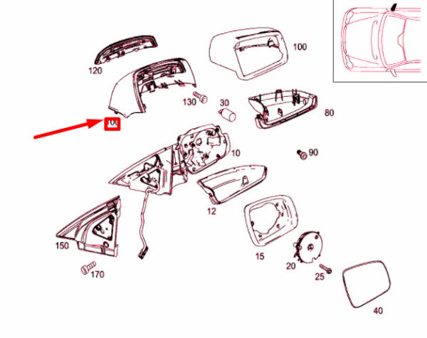 MB C W204 Mirror Housing Cover Front Right A21281060009650 NEW ORIGINAL - Image 5