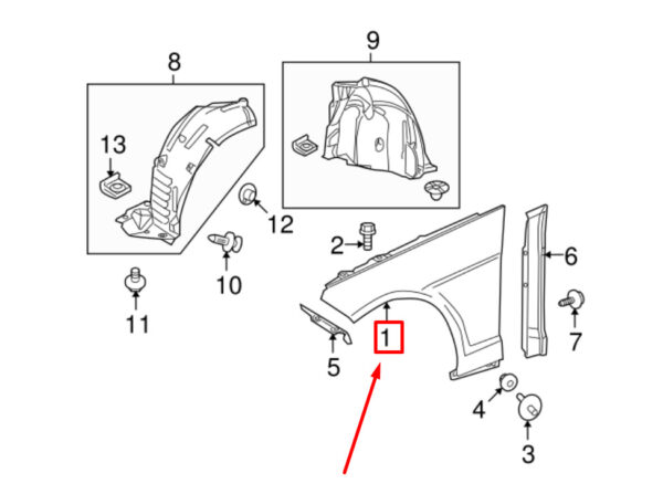 NEW MERCEDES-BENZ E W212 FRONT RIGHT FENDER A2128801218 ORIGINAL - Image 4