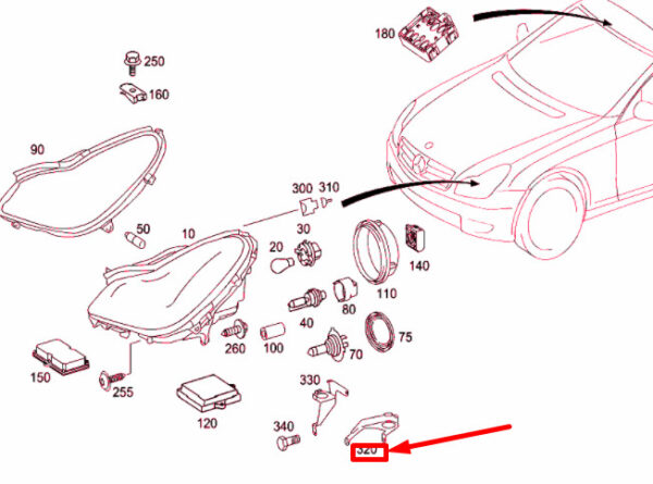 MB CLS C219 Lighting Unit Front Right Bracket A2198290214 NEW ORIGINAL - Image 4