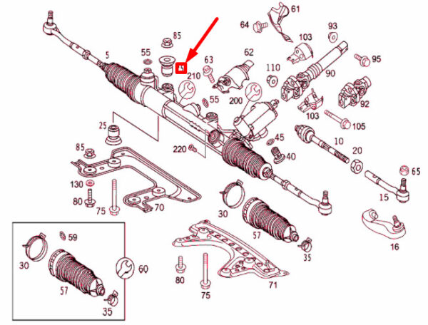 MERCEDES-BENZ S W220 RACK AND PINION STEERING BUSHING A2204630066 NEW ORIGINAL - Image 4