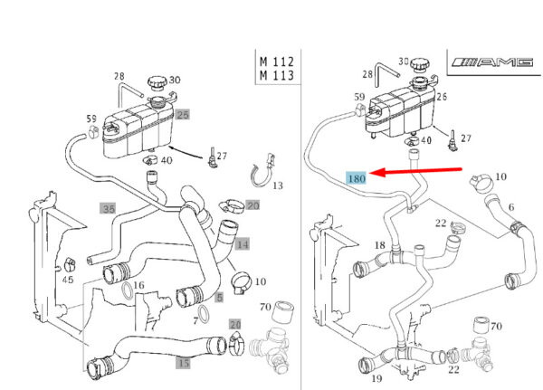 NEW MERCEDES-BENZ S W220 AMG COOLANT BREATHER HOSE A2205015882 ORIGINAL - Image 4