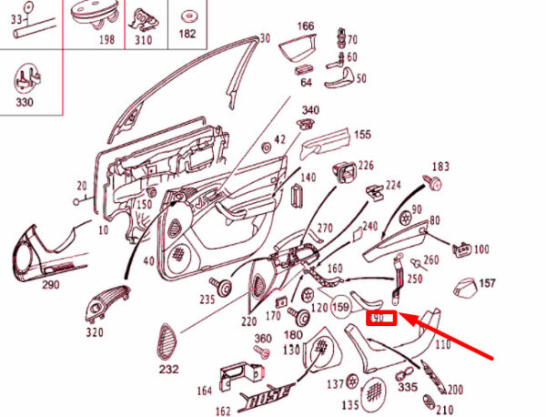 NEW MB S W220 FRONT LEFT DOOR UPPER INTERIOR HANDLE A22081013549999 ORIGINAL - Image 4