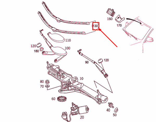 NEW MERCEDES-BENZ S W220 WINDSHIELD WIPER BLADE LHD A2208201845 ORIGINAL - Image 4