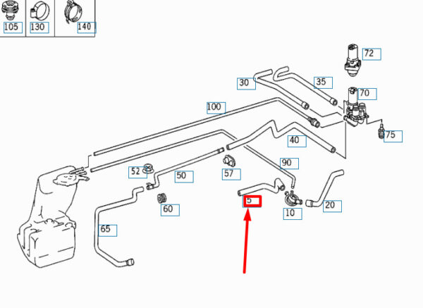 MERCEDES-BENZ S W220 ENGINE TO CONNECTING PIPE HOSE A2208324394 NEW ORIGINAL - Image 4