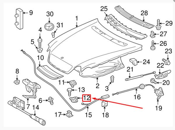 NEW MERCEDES-BENZ S-CLASS W220 ENGINE HOOD LOCK CATCH A2208800060 OEM - Image 4