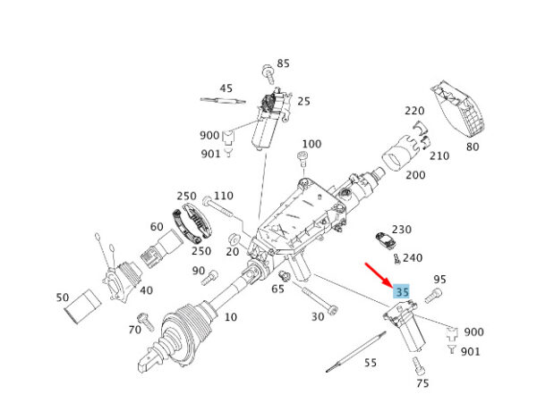 NEW MB S W221 STEERING HEIGHT ADJUSTMENT TRANSMISSION A2214600225 ORIGINAL - Image 4