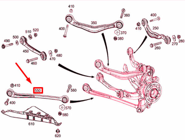 NEW MB S W222 REAR AXLE SUSPENSION LEFT PUSHING STRUT A2223500129 ORIGINAL - Image 4