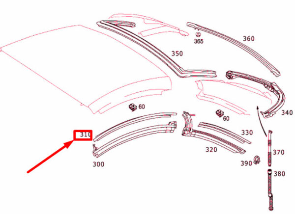 NEW MERCEDES-BENZ SL R230 ROOF RIGHT SIDE RAIL A2307900666 ORIGINAL - Image 4