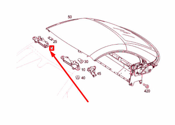 NEW MB SLK R171 ROOF TO WINDSHIELD FRAME RIGHT FIXTURE A2307901477 ORIGINAL - Image 4