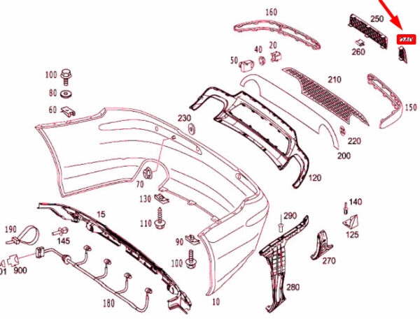 NEW MERCEDES-BENZ SL R230 REAR BUMPER LEFT OUTSIDE GRILLE A2308853953 ORIGINAL - Image 4