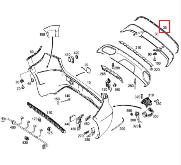 NEW MERCEDES-BENZ B-CLASS W246 REAR BUMPER BOOM MORD A2468850821 ORIGINAL - Image 4