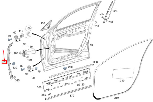 NEW MERCEDES-BENZ GLB X247 FRONT RIGHT DOOR COVER STRIP A2477209803 ORIGINAL - Image 4
