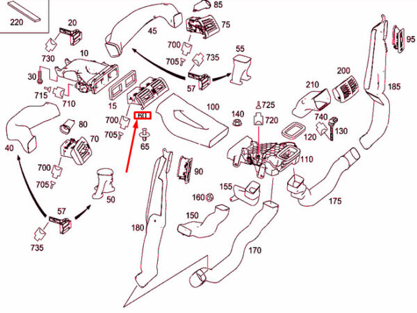 NEW MERCEDES-BENZ R W251 INSTRUMENT PANEL CENTER NOZZLE A25183005547376 ORIGINAL - Image 4
