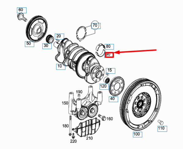 NEW MERCEDES-BENZ CLK C209 MAIN BEARING LOWER HALF A270033010256 ORIGINAL - Image 4