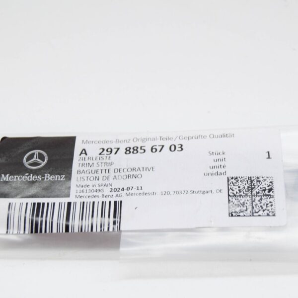 Mercedes-Benz EQS V297 Rear Left Upper Bumper Trim Strip A2978856703 NEW ORIGINAL