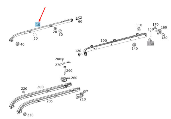 NEW MERCEDES-BENZ VITO W447 REAR DOOR TOP RIGHT GUIDE RAIL A4477660137 ORIGINAL - Image 4