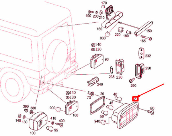 NEW MERCEDES-BENZ G W463 REAR RIGHT TAILLIGHT A4638201464 ORIGINAL - Image 4