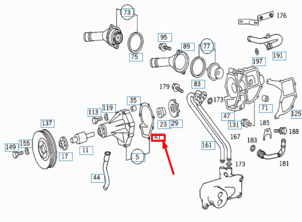 MERCEDES-BENZ E W210 Water Pump Gasket A6012010380 NEW ORIGINAL - Image 4